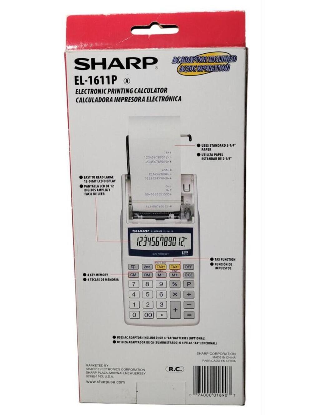 Sharp EL-1611P Ac/battery Powered Ac Adaptor Included Brand New In Box - Picture 2 of 7